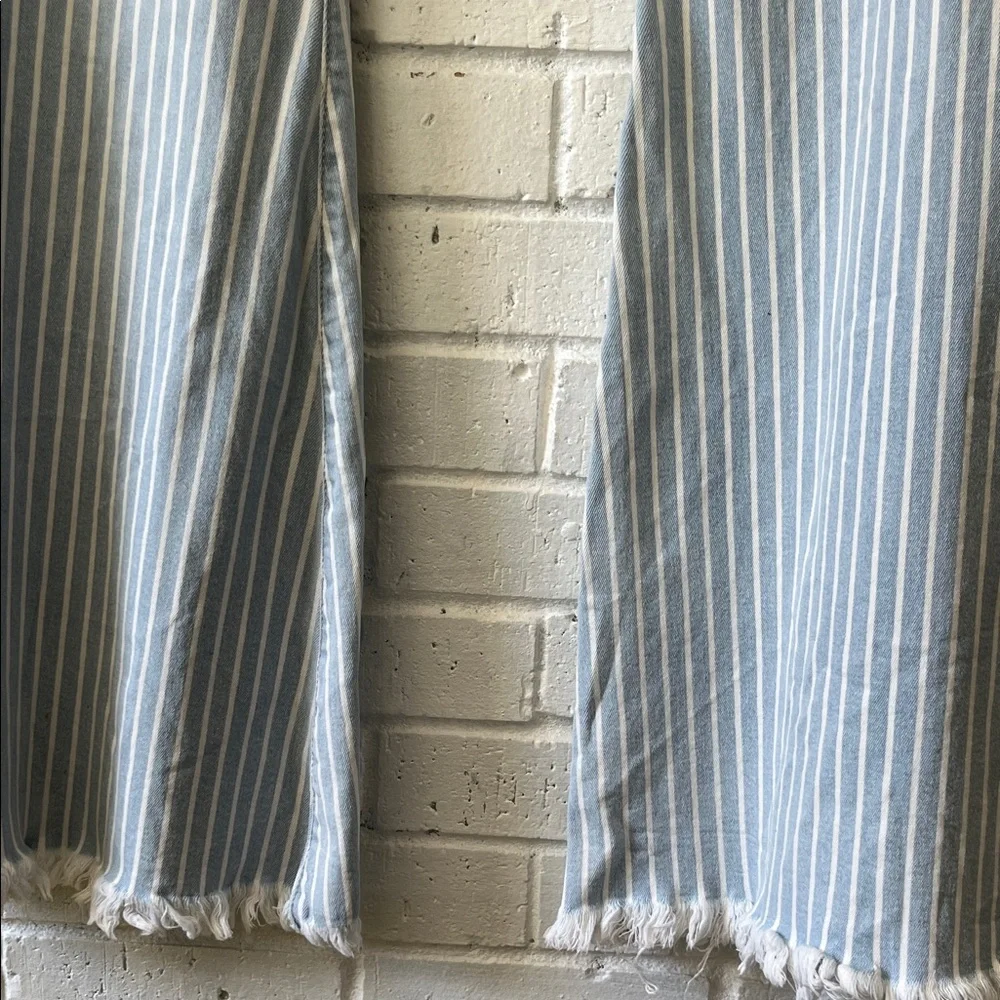 KanCan Signature Ultra High Rise Extreme Flair Light Blue Strip Jeans Women FLAW - Picture 6 of 13